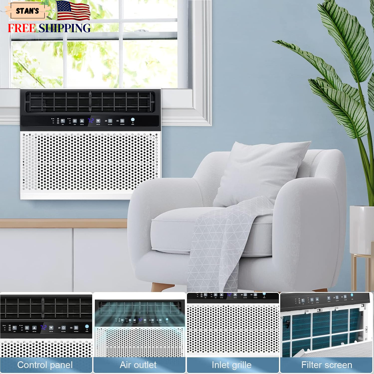 Window Air Conditioner 12 000 BTU 550 Sq Ft 6 Modes Timer White Antarctic Star