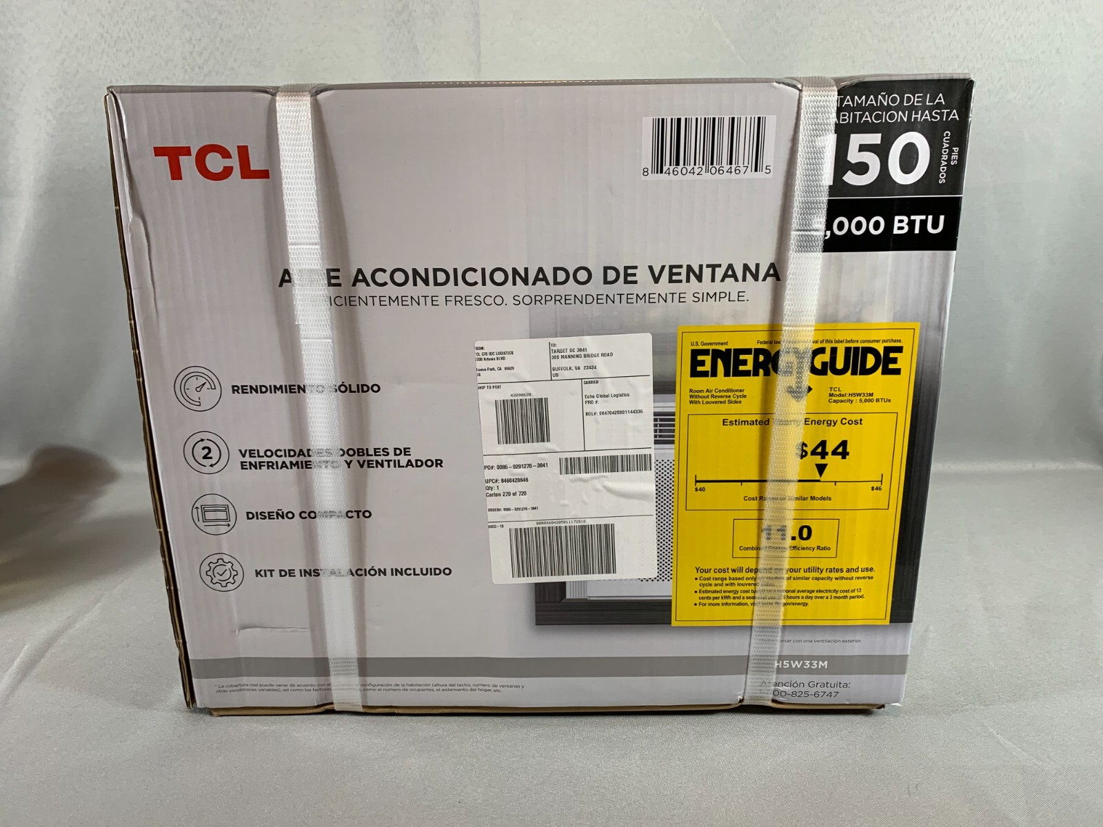 TCL Window Mounted Air Conditioner A/C Unit 150 Sq Ft 5000 BTU H5W33M New Sealed