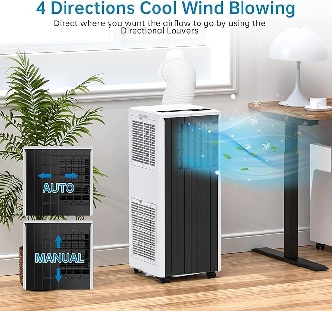 8000 BTU Portable Air Conditioner 350 Sq Ft w/ Dehumidifier & Fan & Window Kit