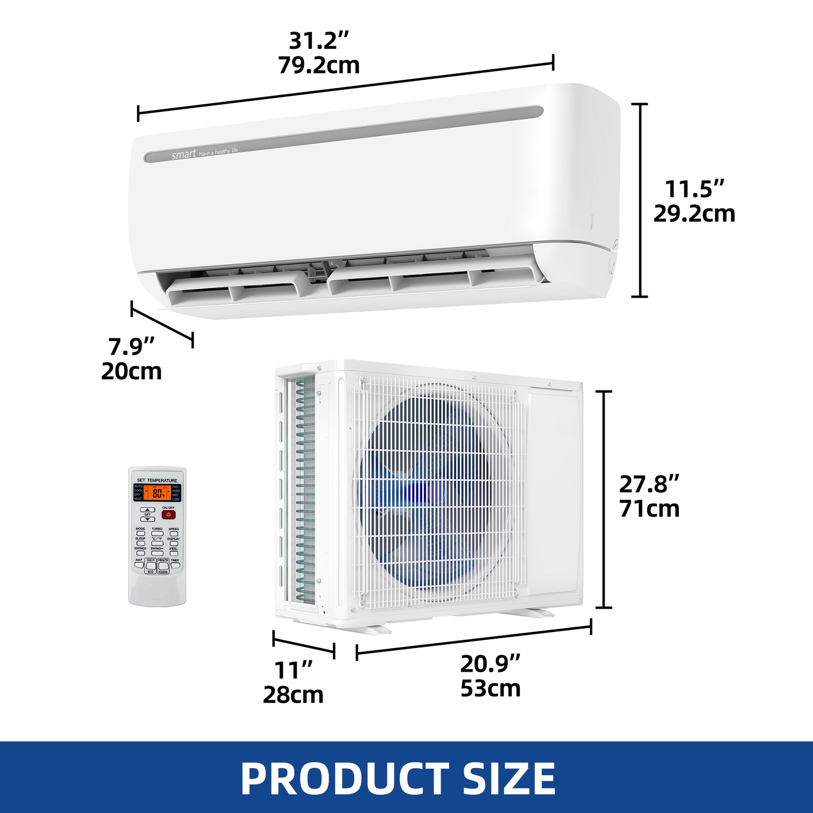 18,000 BTU Ductless Mini Split Heat Pump High Efficiency 19 SEER2 208-230V