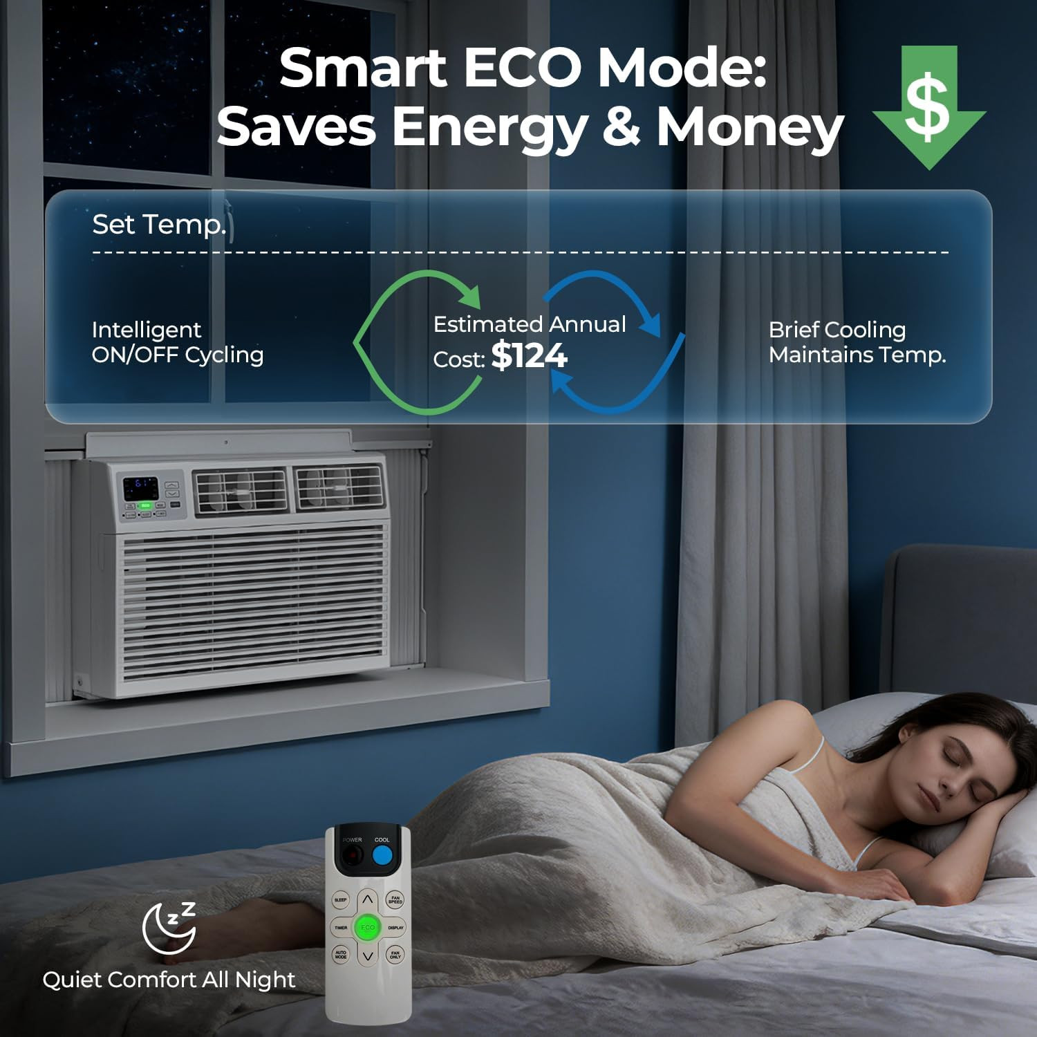 12,000 BTU Window Air Conditioner, 3-In-1 AC Unit with Dehumidifier for Large Ro