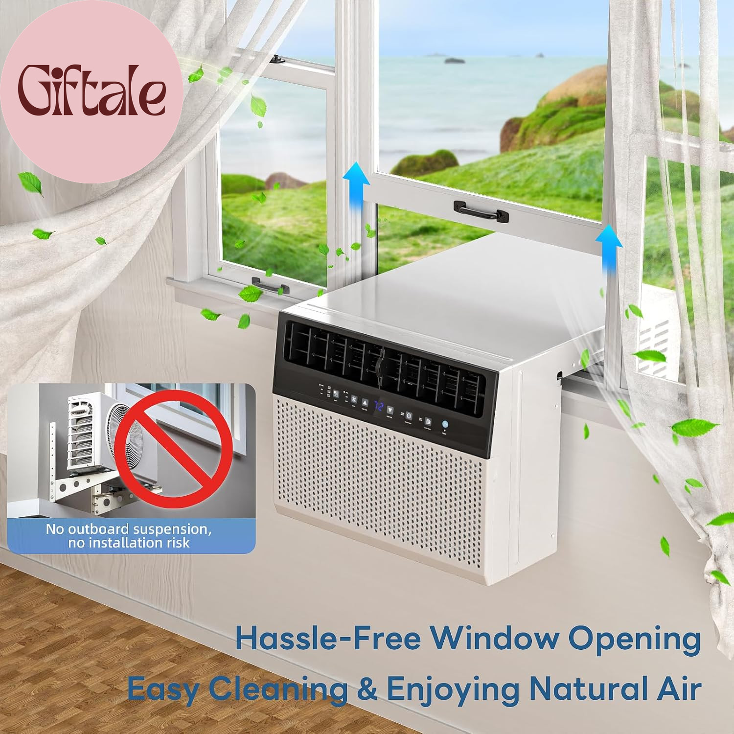 10000 BTU U Shaped Window Air Conditioner Cools up to 450 Sq Ft, 6-In-1 Window A