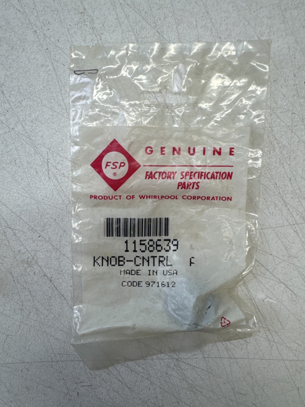 Genuine OEM Whirlpool 1158639 Room Air Conditioner Control Knob – Black