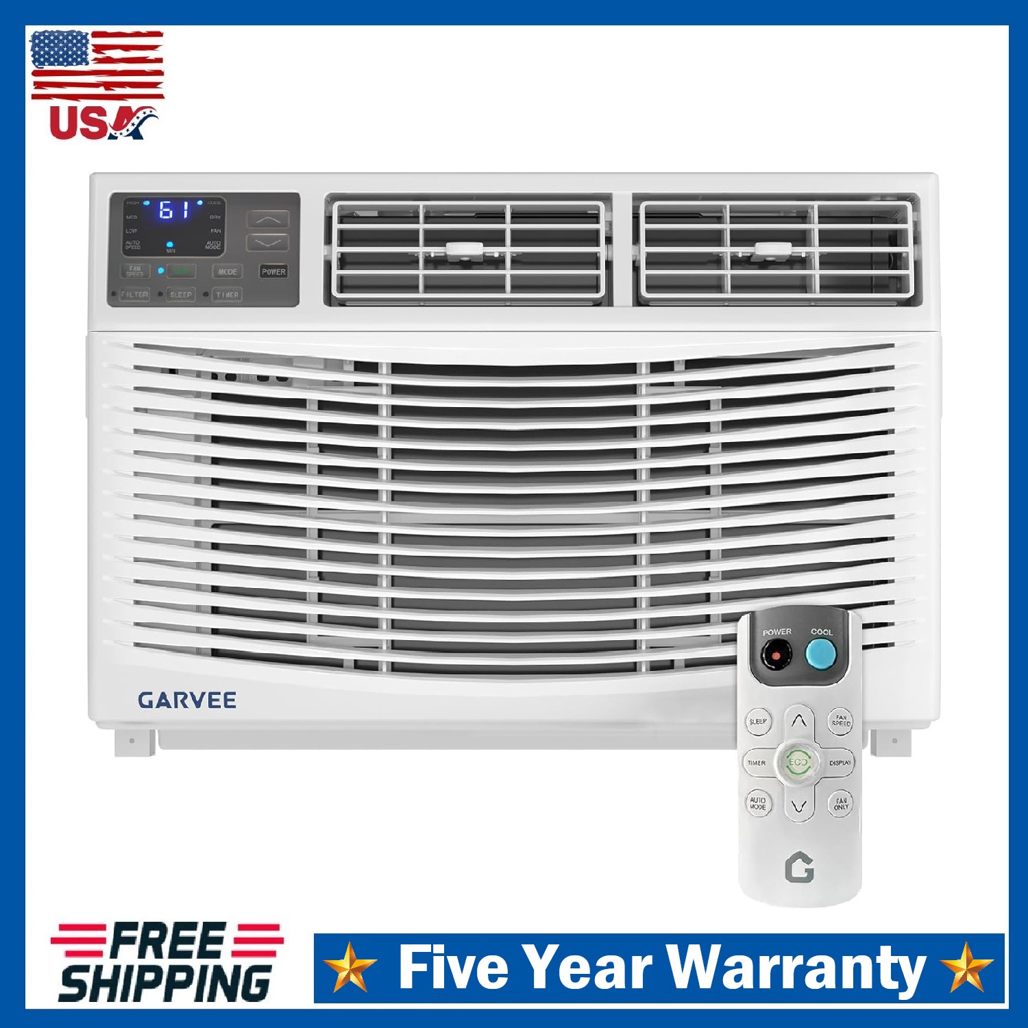 12000 BTU Window Air Conditioner & Remote Control 550 Sq.Ft. for Bedroom Office