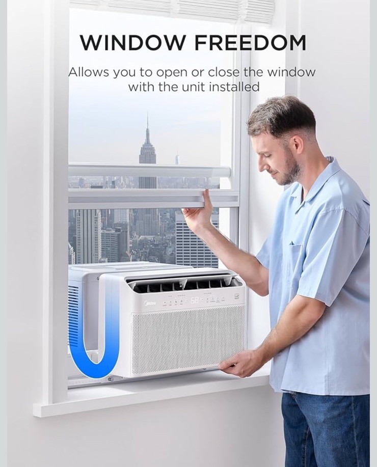 Midea 8,000 BTU U Shaped Smart Inverter Window Air Conditioner Cools 350 Sq …