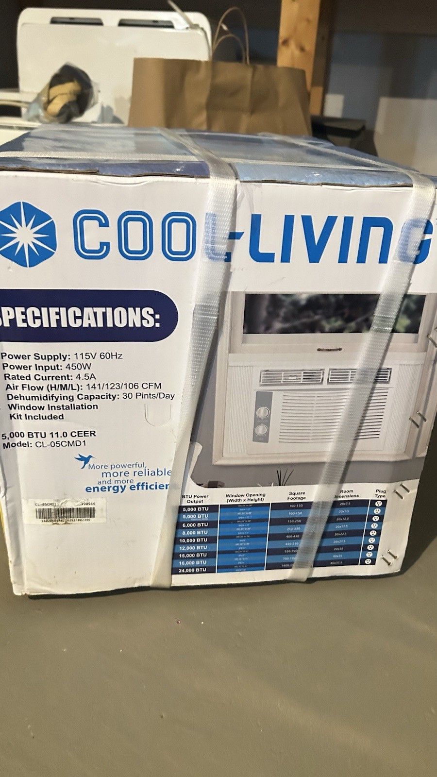 Cool-Living 5,000 BTU Window AC 115V R32 Timer Auto Restart Rotary CL-05CMD1