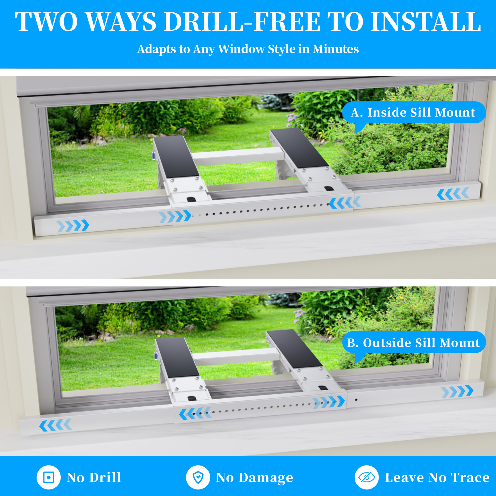 No Drill Window AC Bracket,Adjustable Window Air Conditioner Support Bracket