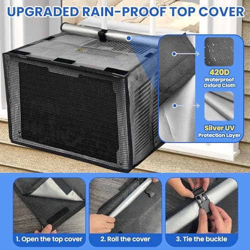 U-shaped Window Air Conditioner Cover: Black (Upgraded Black Top Cover)
