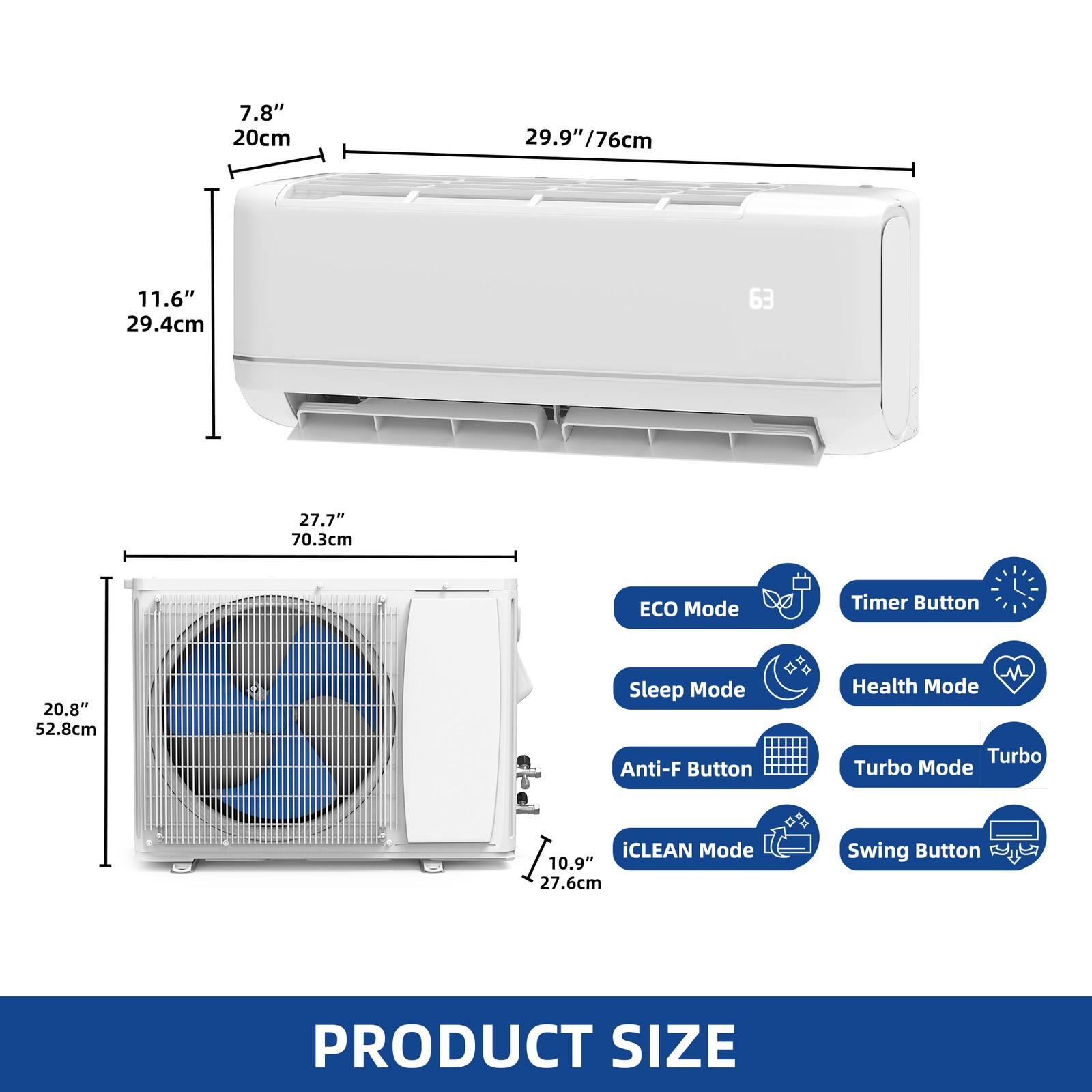 12,000 BTU Mini Split AC/Heat Pump 21 SEER 220V WiFi Enabled for Smart Cooling