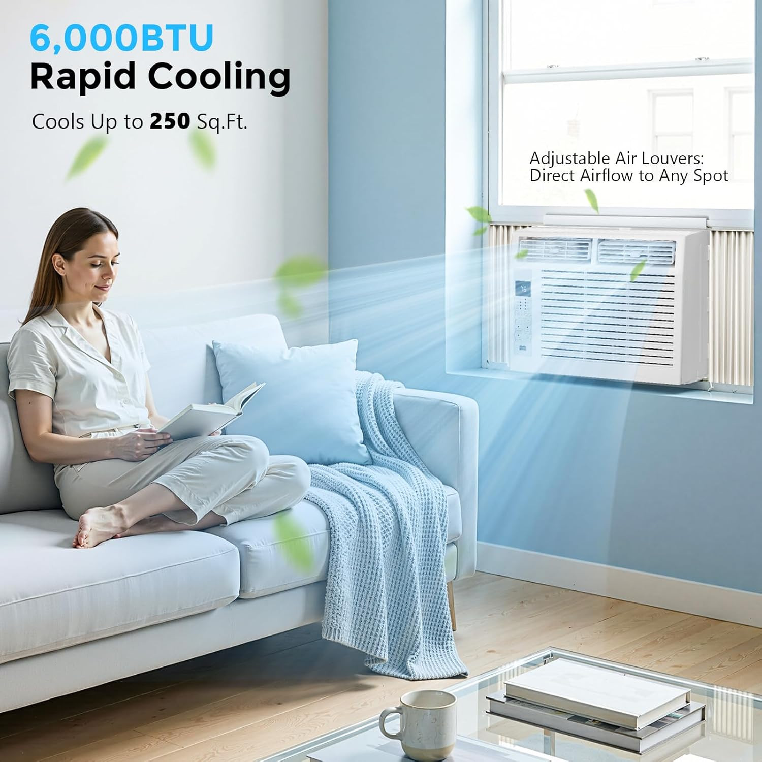 Window Air Conditioner 6,000 BTU, Window Type AC Unit with Cooling, Dry Mode, 4