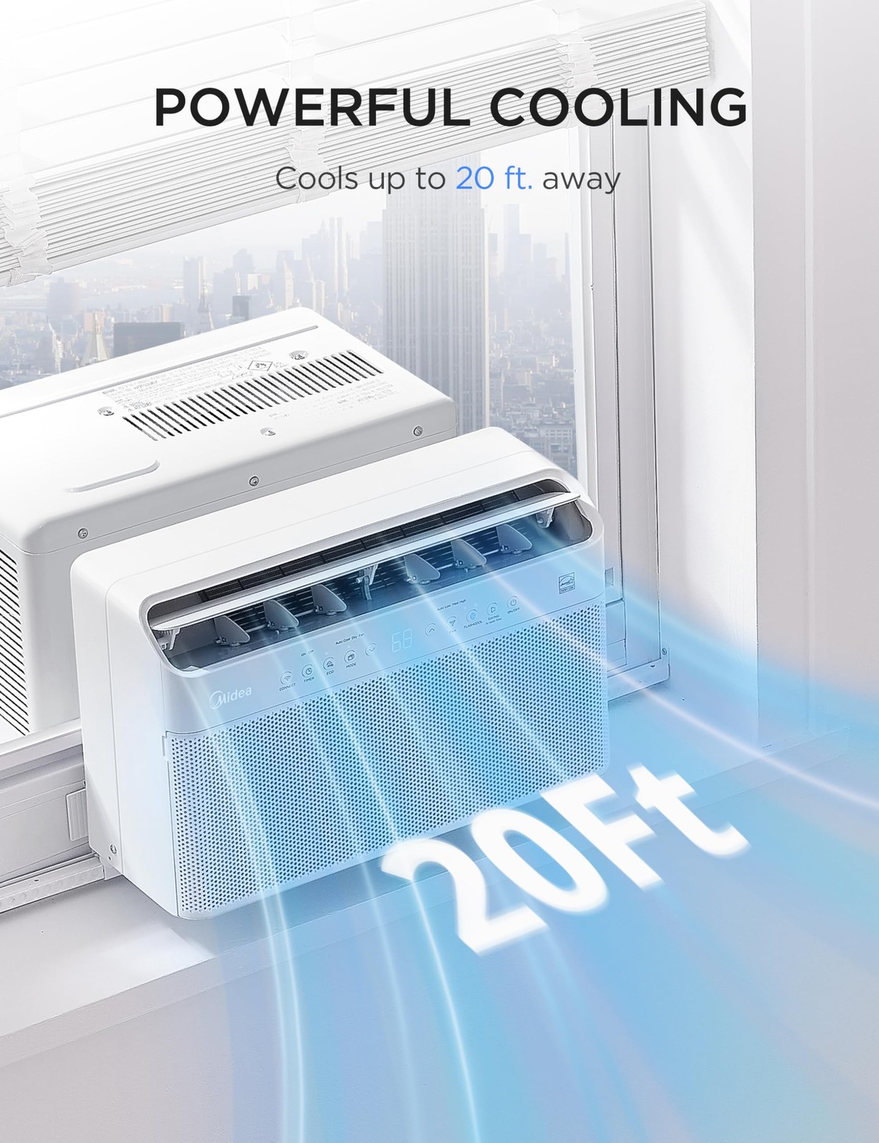 Midea 8,000 BTU U Shaped Smart Inverter Window Air Conditioner Cools 350 Sq …