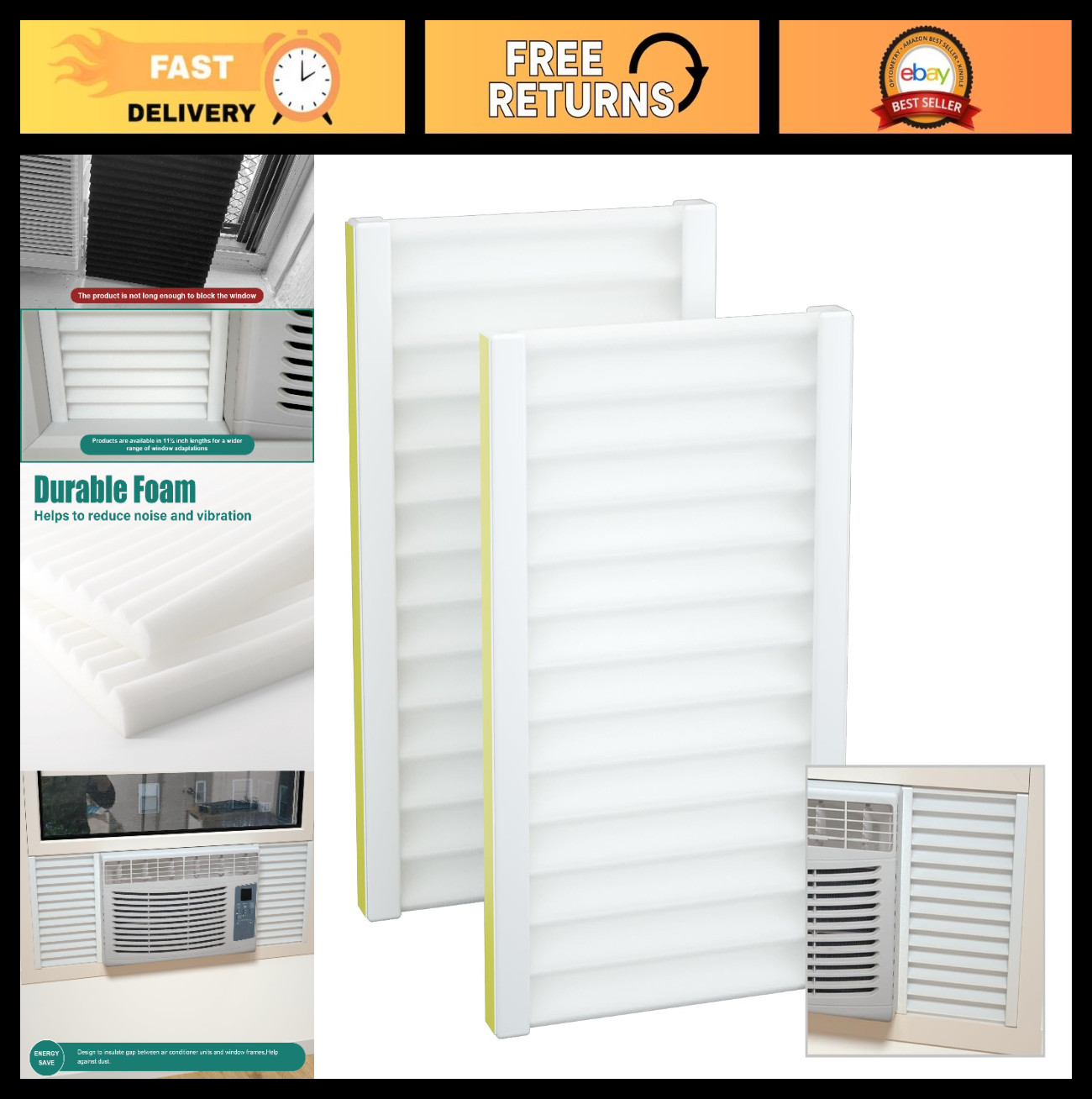 Window Air Conditioner Insulation Kit – Foam Panels & Pressure Strips for Draft