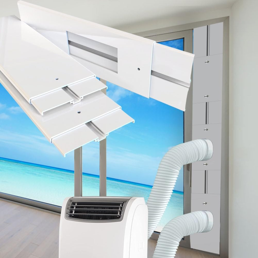 95″ Sliding Door AC Vent Kit for Dual Hose Portable Air Conditioner with Screen
