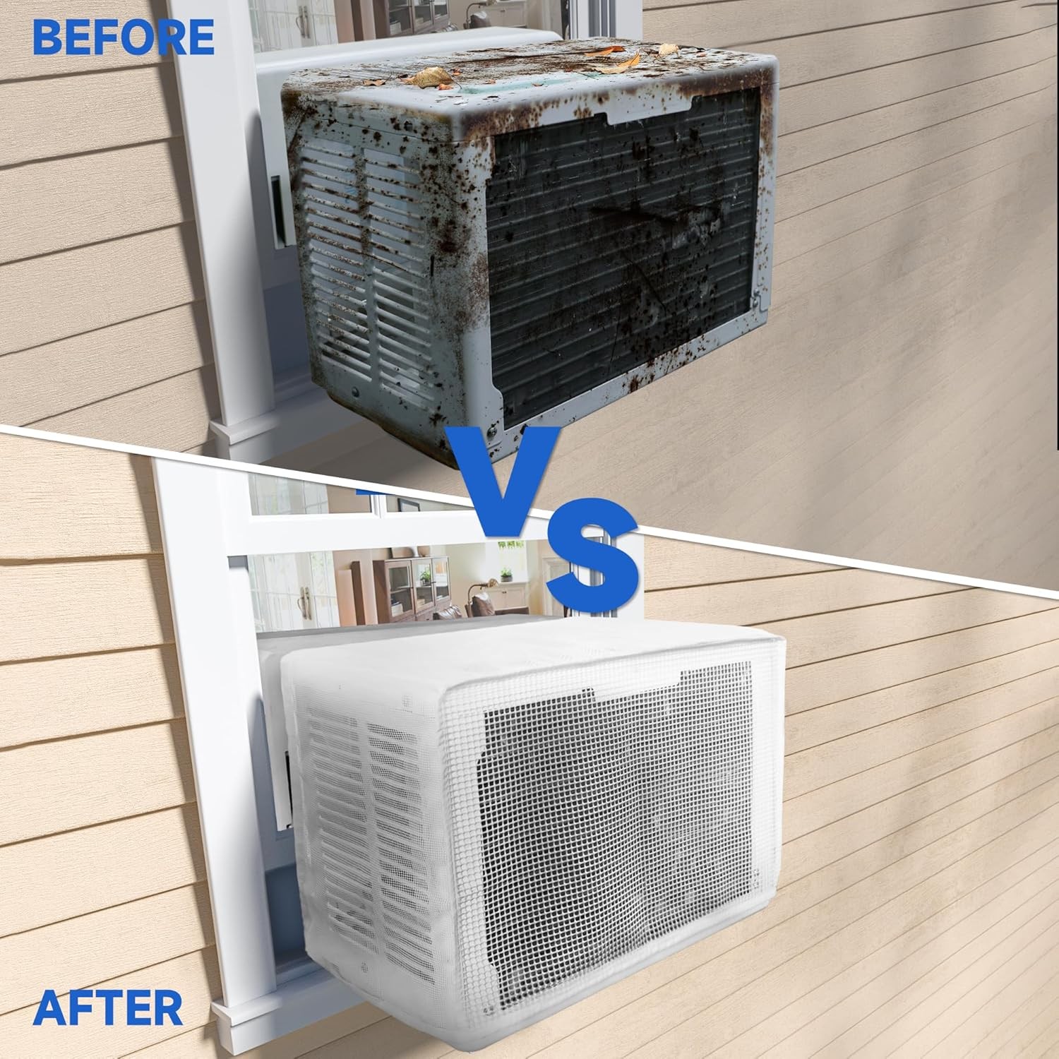 Window AC Mesh Cover 20″ W x 12.2″ D x 13.4″ H Specially for Midea U-Shaped Air