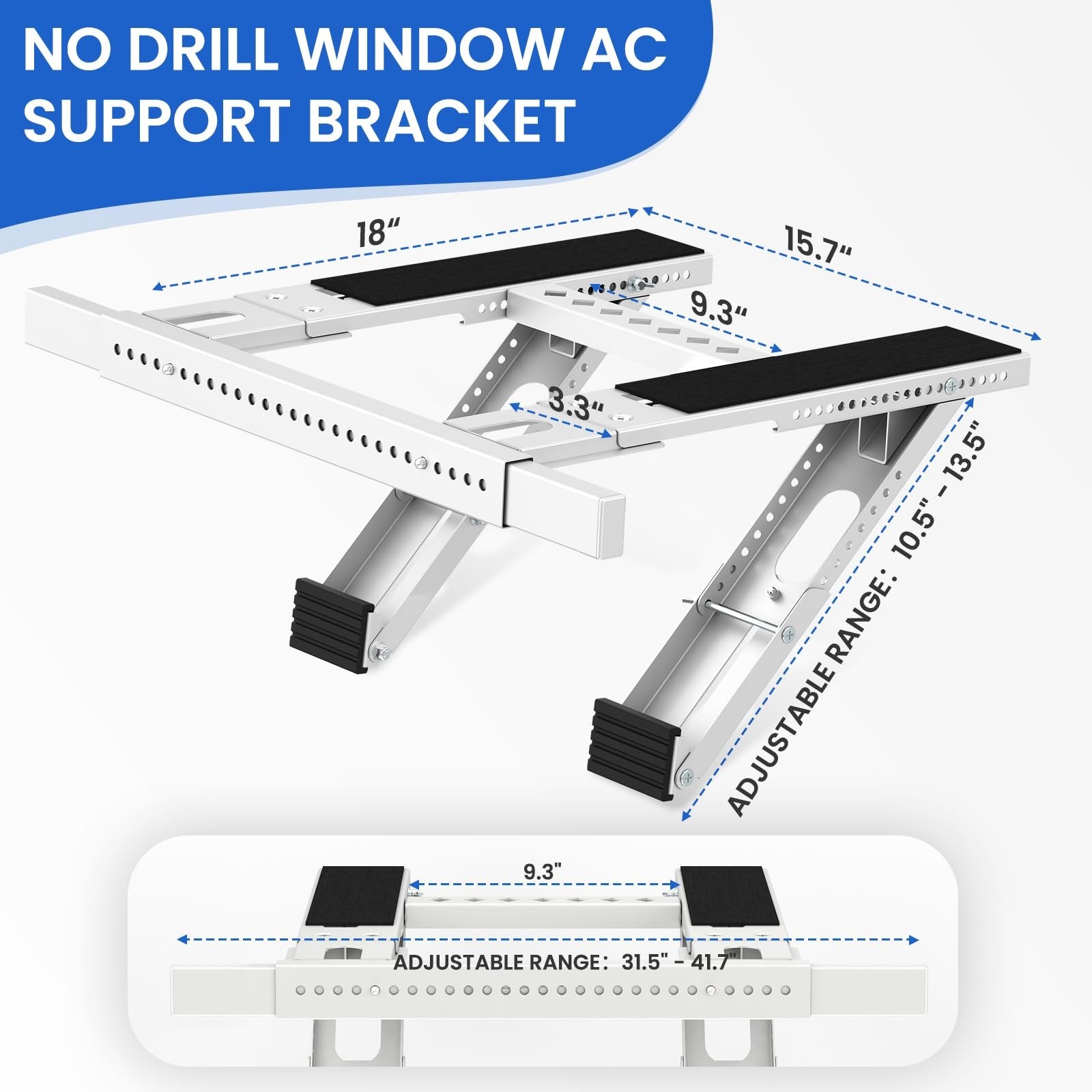 Adjustable No Drill Window AC Support Bracket, Heavy Duty, Fits 5000-24000 BTU U