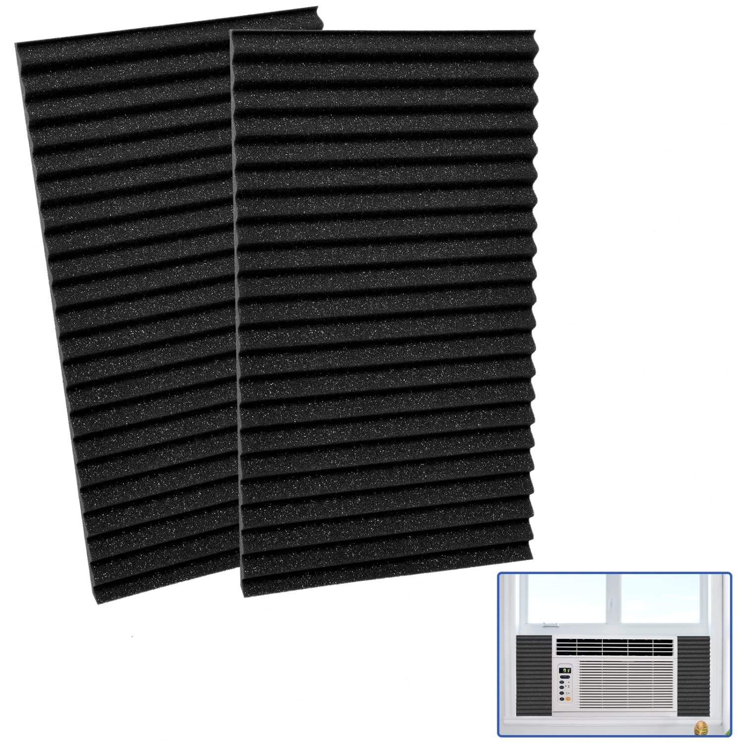 Black Window Air Conditioner Foam Side Panels 2 Pack Insulated Replacement