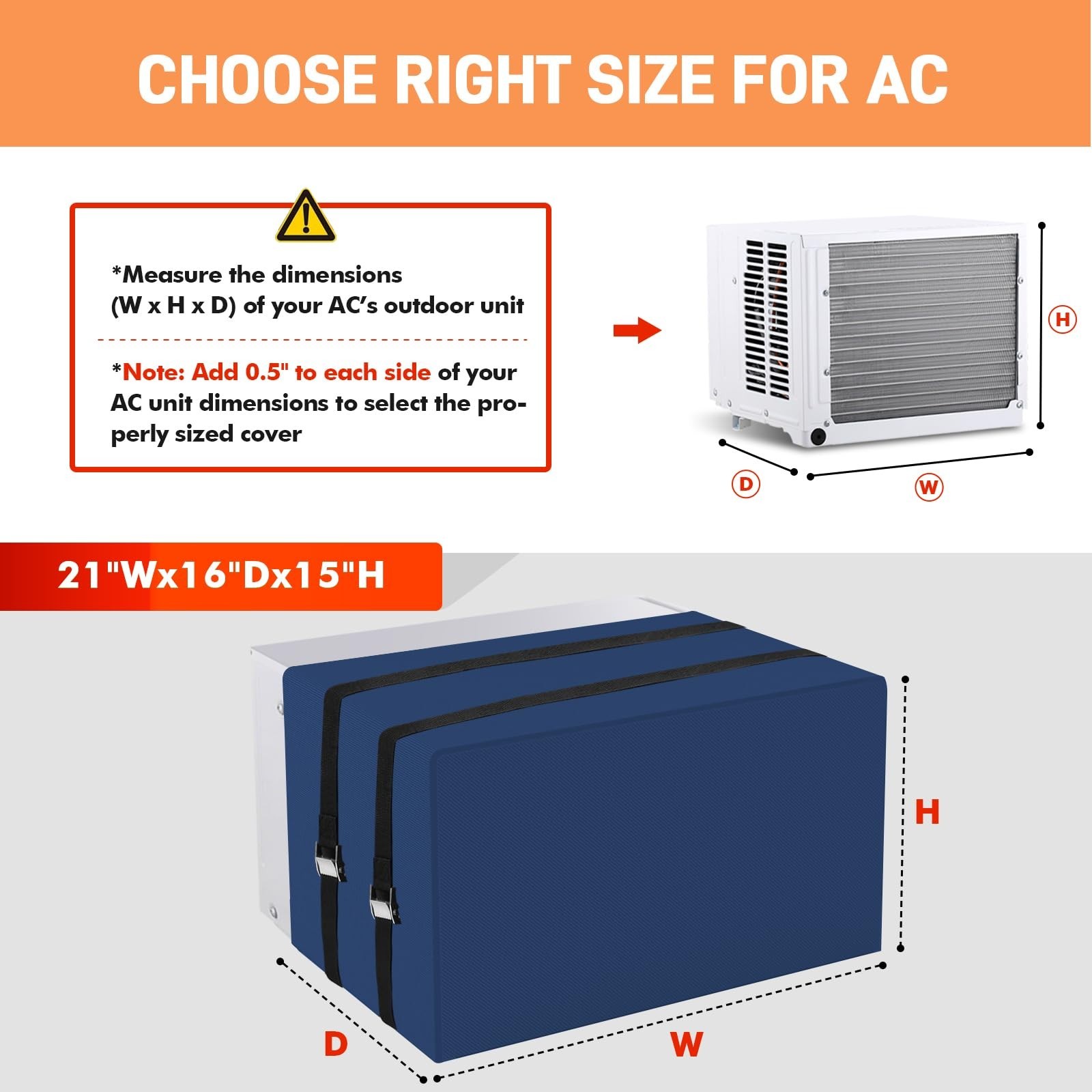 Winter Insulated Window AC Cover 21″W x 16″D x 15″H – Waterproof & Windproof Pro