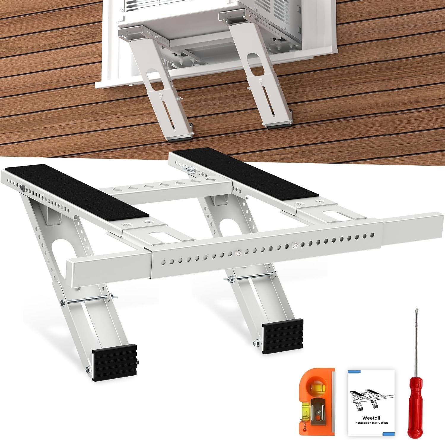 WEETALL Air Conditioner Support Bracket No Drill: Heavy Duty 350lbs, Adjustable