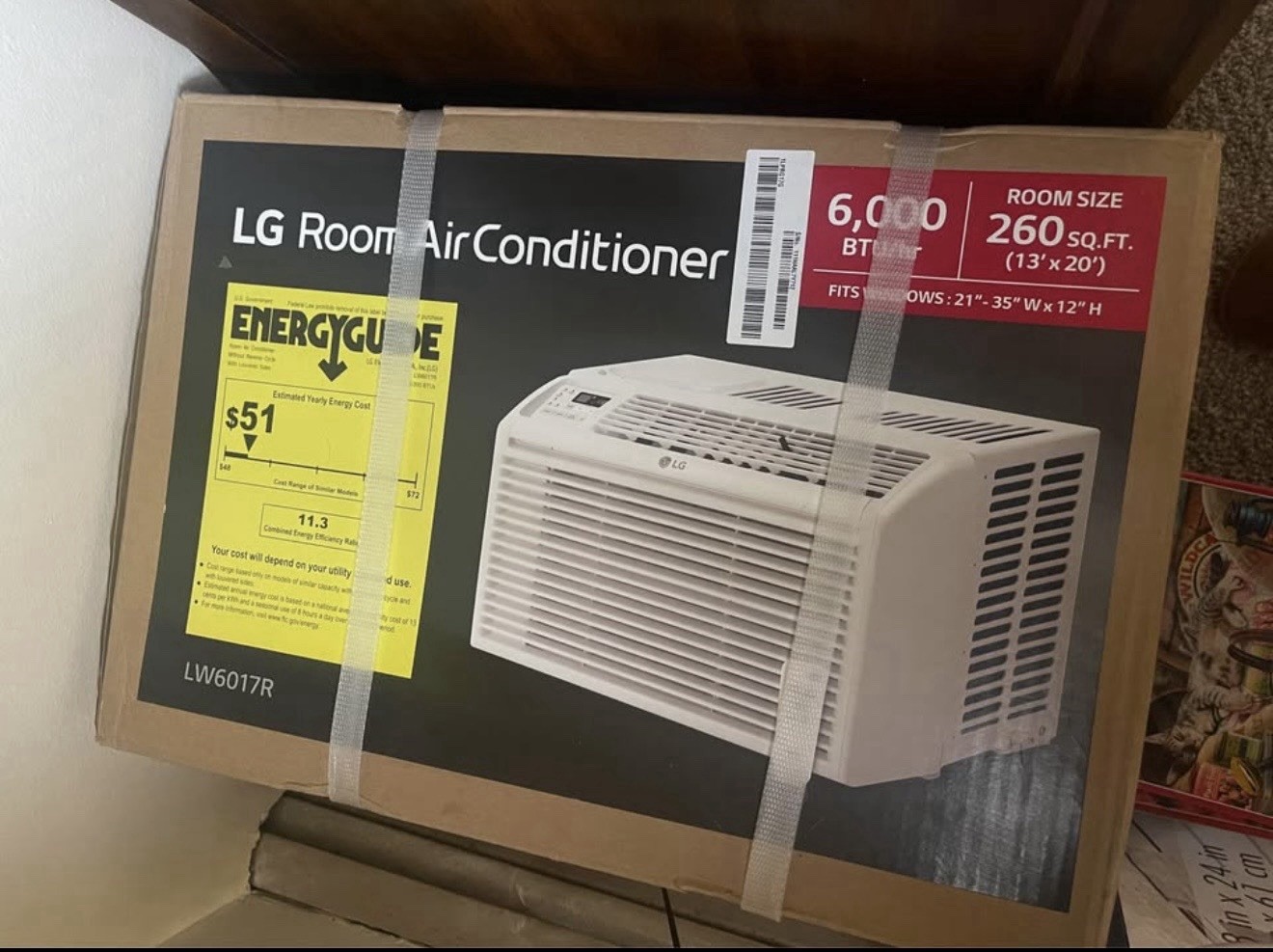 LG LW6017R 6000 BTU Window Air Conditioner, 115V, 260 sq ft, White