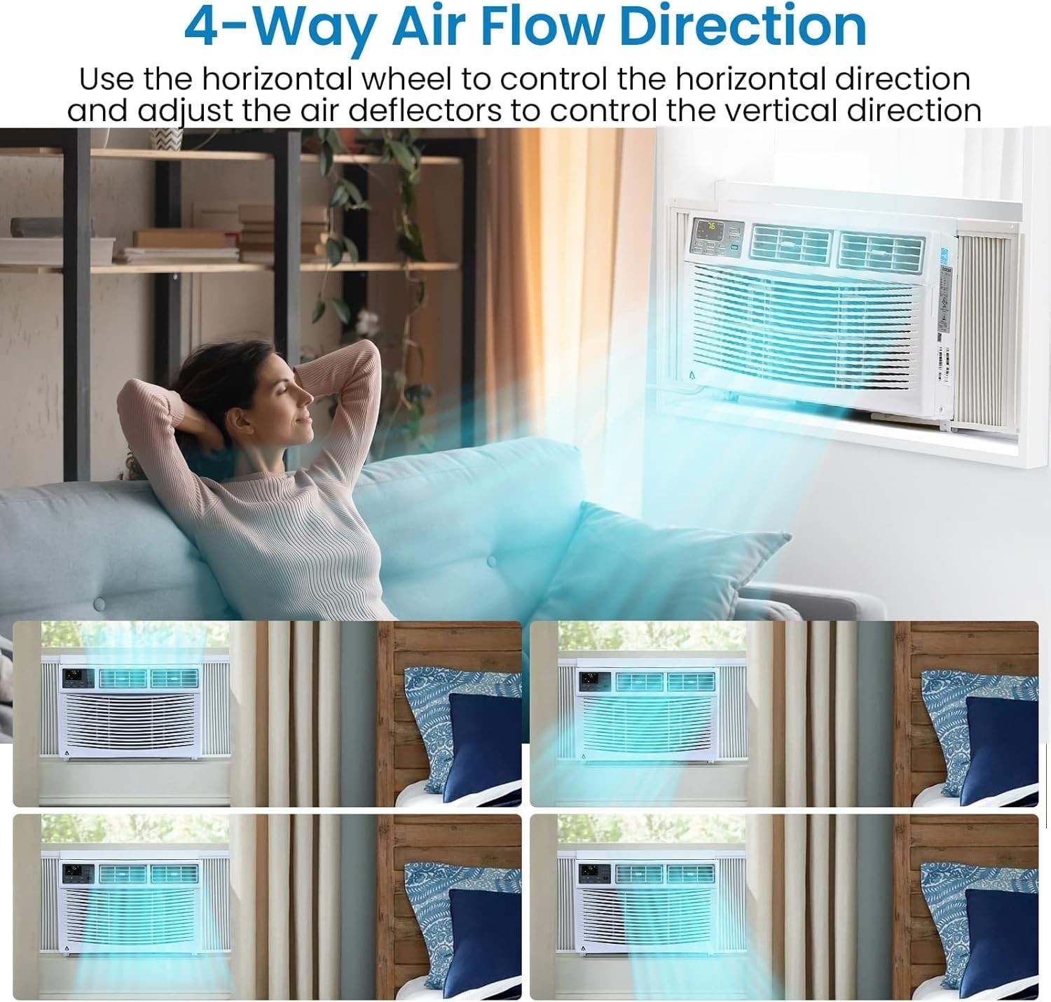 8000 BTU Window Air Conditioner Quiet Window AC Unit w/ Remote 115V 350 Sq. Ft.