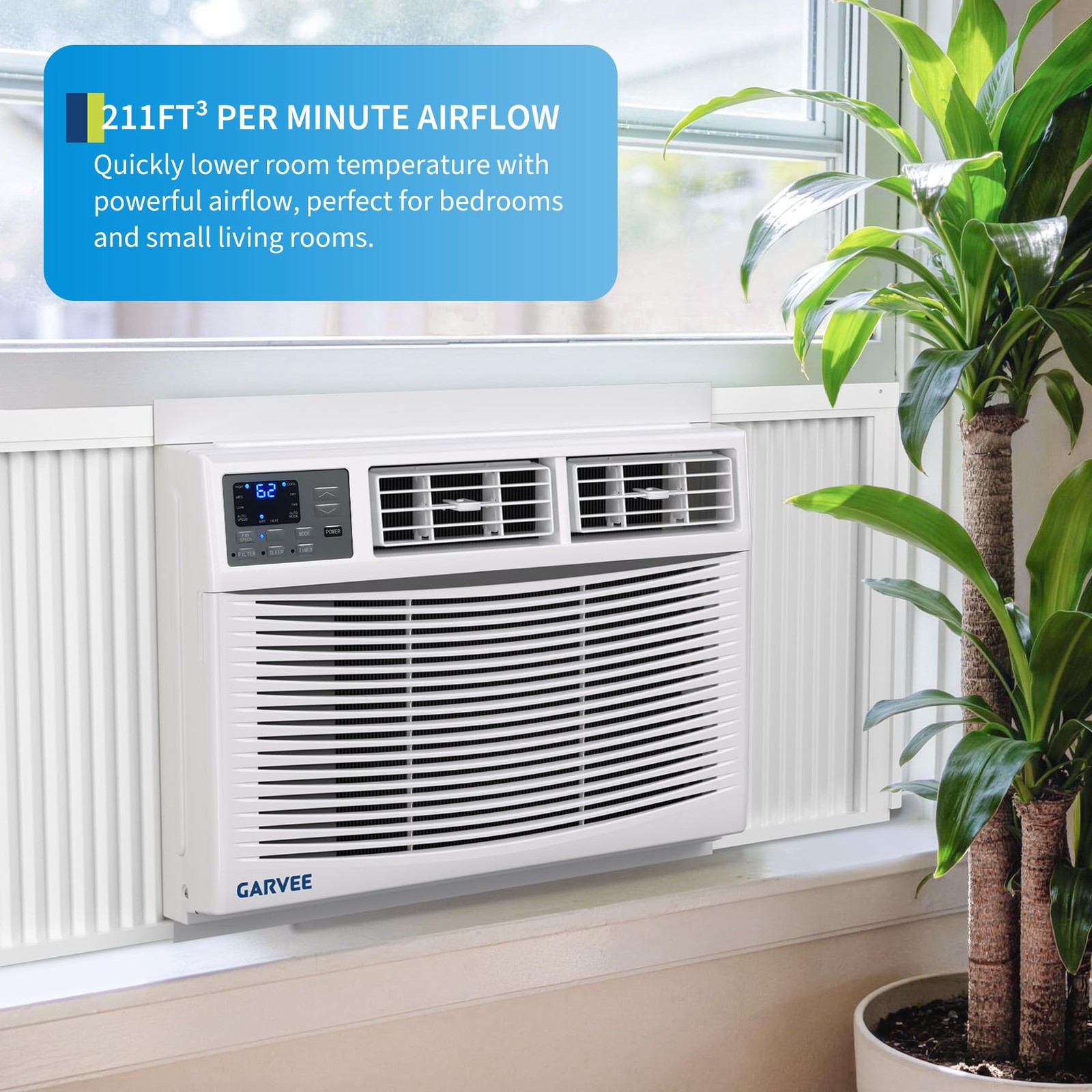 8000 BTU Window Air Conditioner & Heater Combo Dehumidifier & Fan,Remote Control