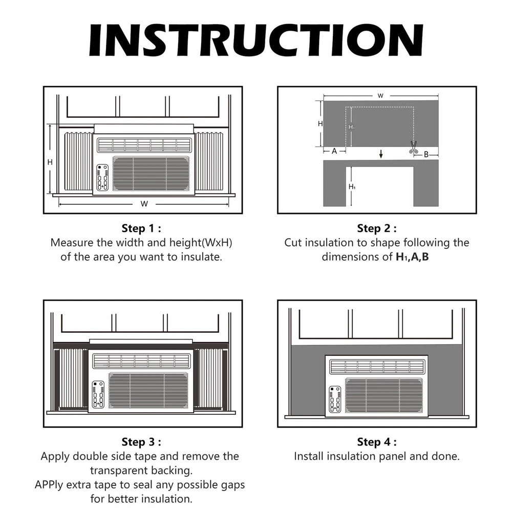 Window Air Conditioner Side Insulated Foam Panel, One-piece Full Surround Insula
