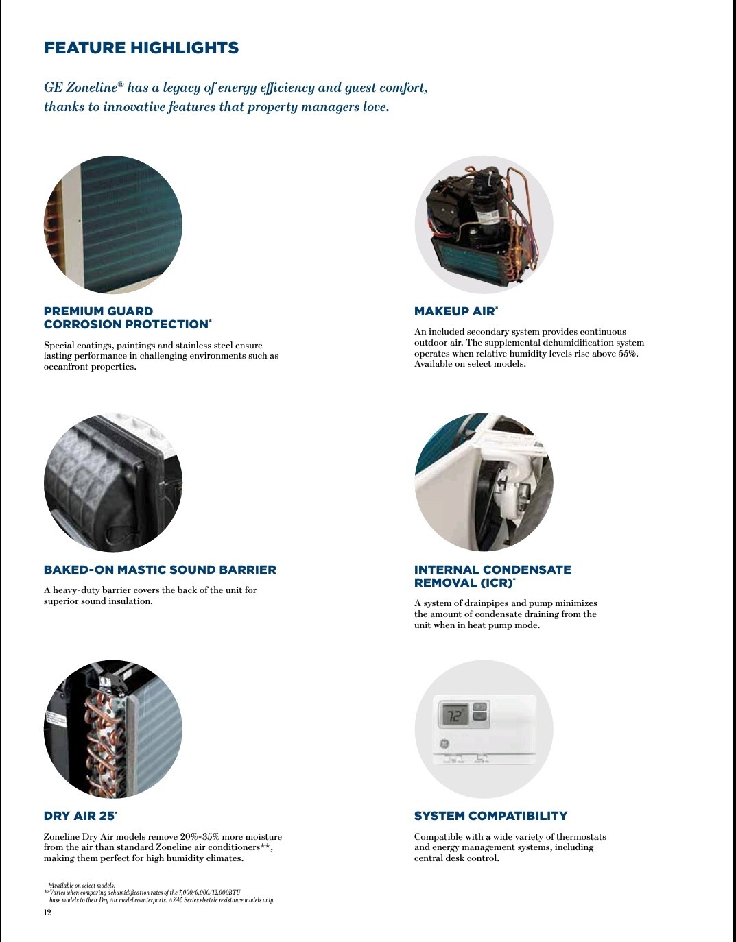 GE Zoneline PTAC Thru-The-Wall Heat Pump, 7,000 BTU, R410A, 230/208 Volt, 1PH