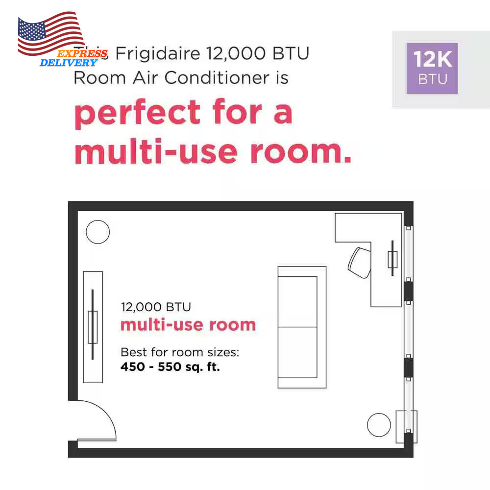 12000 BTU 115-Volts Window Air Conditioner Cools 550 Sq Ft with Remote and Wi-Fi