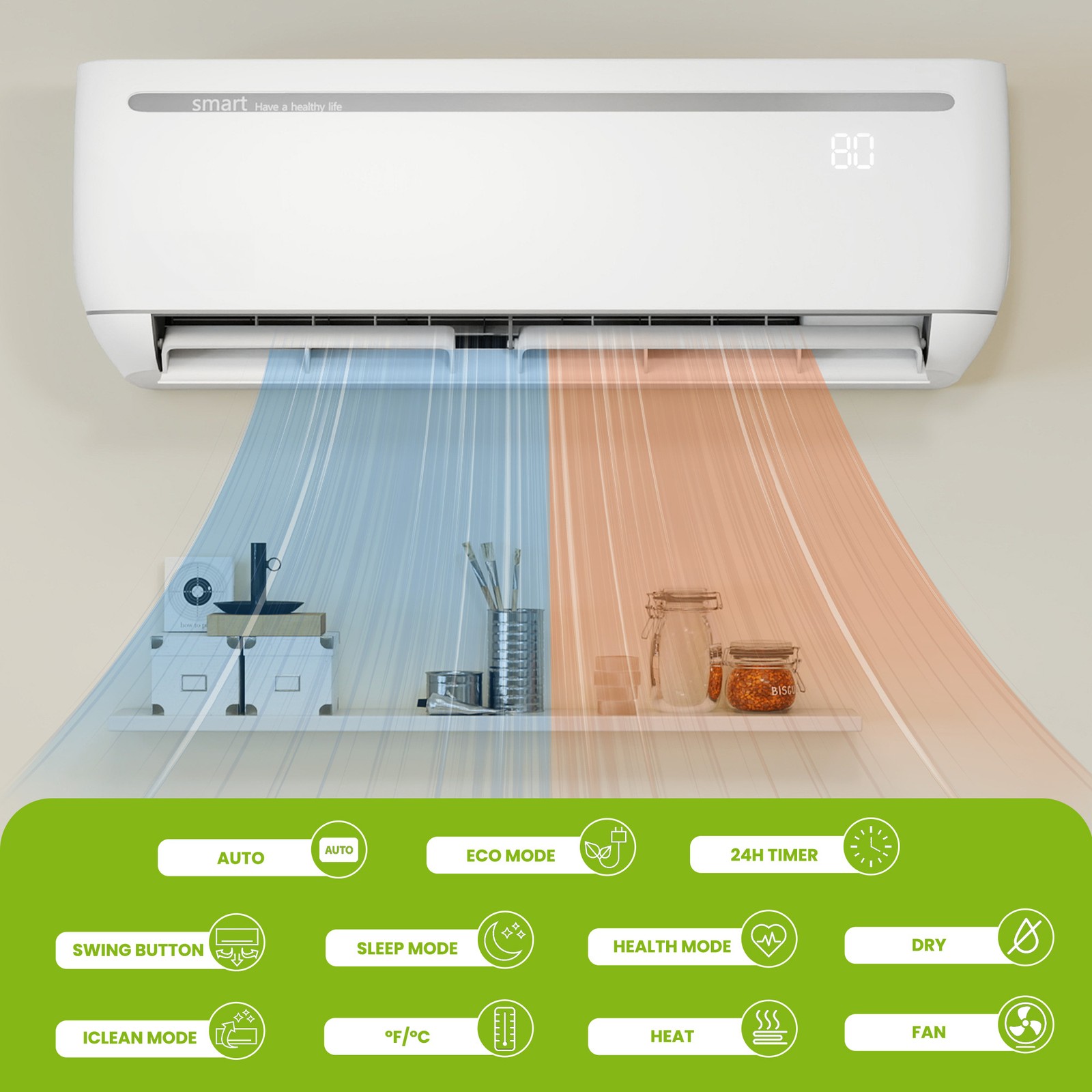 18000 BTU Ductless Mini Split Heat Pump – 19 SEER2, 208-230V Power 18K