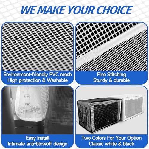 Window AC Mesh Cover 20″ W x 12.2″ D x 13.4″ H Specially for Midea U White