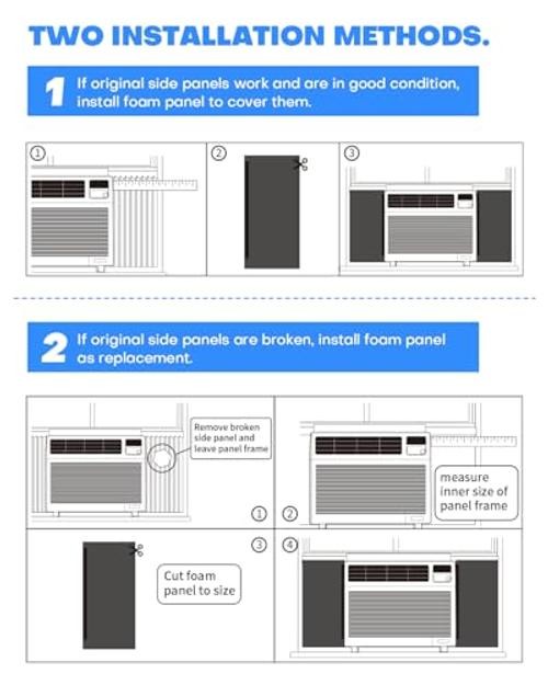 2 Pack Window Air Conditioner Side Panels, Ac Window Seal Kit Window Well Ac