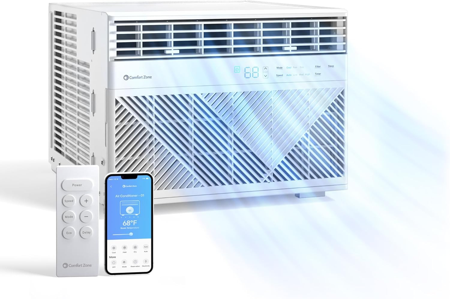 Window Mounted Smart Wi-Fi Room Air Conditioner with Remote Control, 12,000 BTU,