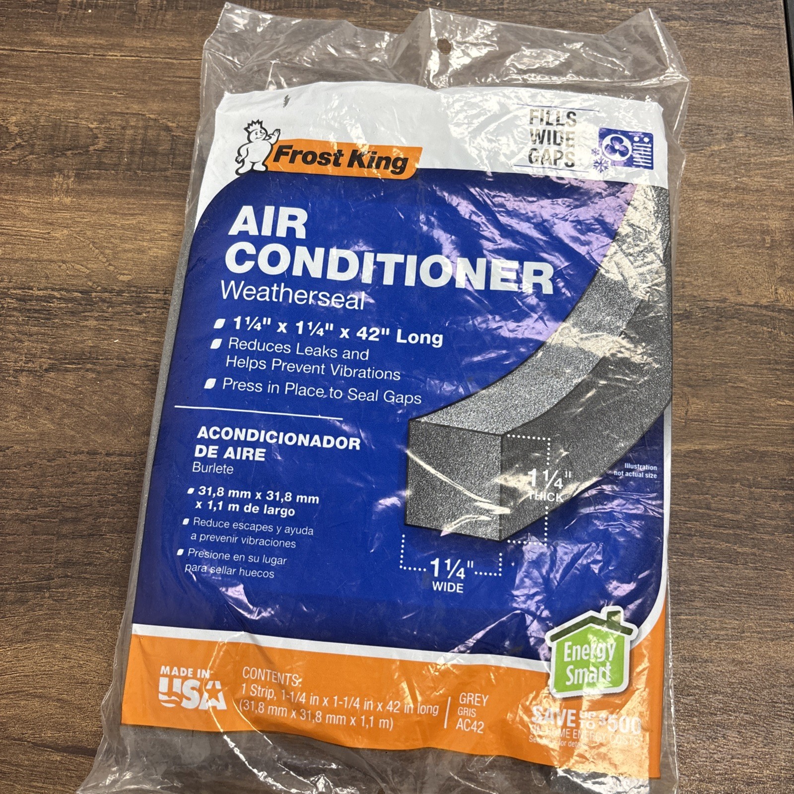 1 AC42H Air Conditioner Weatherseal Tape, 1-1/4 by 1-1/4 by 42-Inch,Black