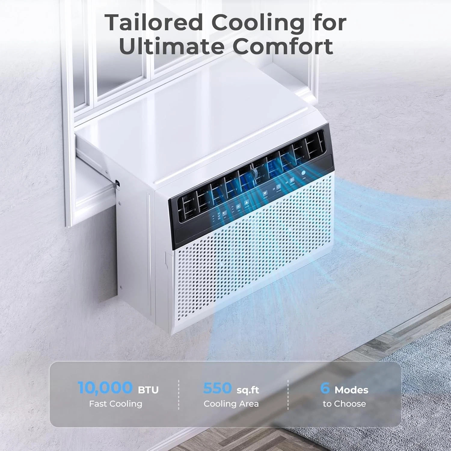 U-Shaped Window Air Conditioner, 12000BTU 120V AC Units Cools up to 550 Sq. Ft