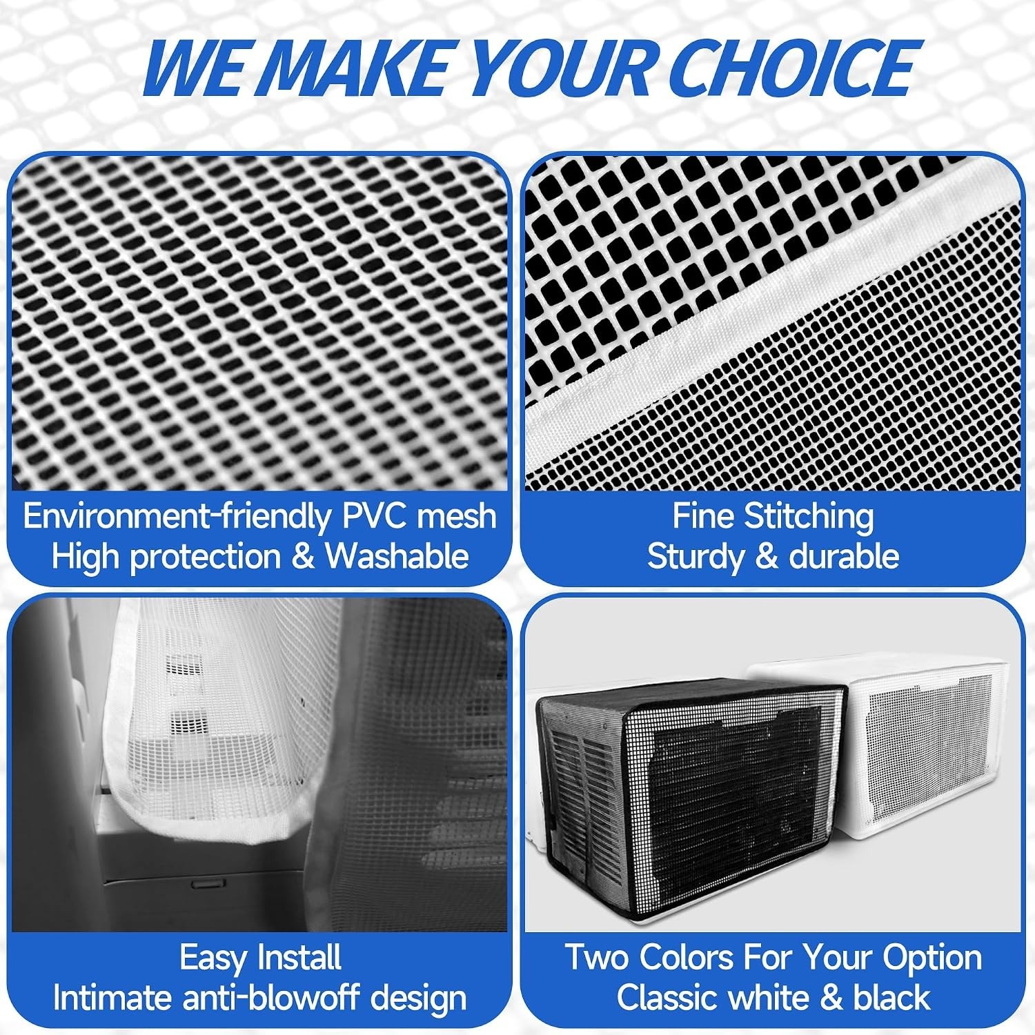 Window AC Mesh Cover 20″ W x 12.2″ D x 13.4″ H Specially for Midea U White