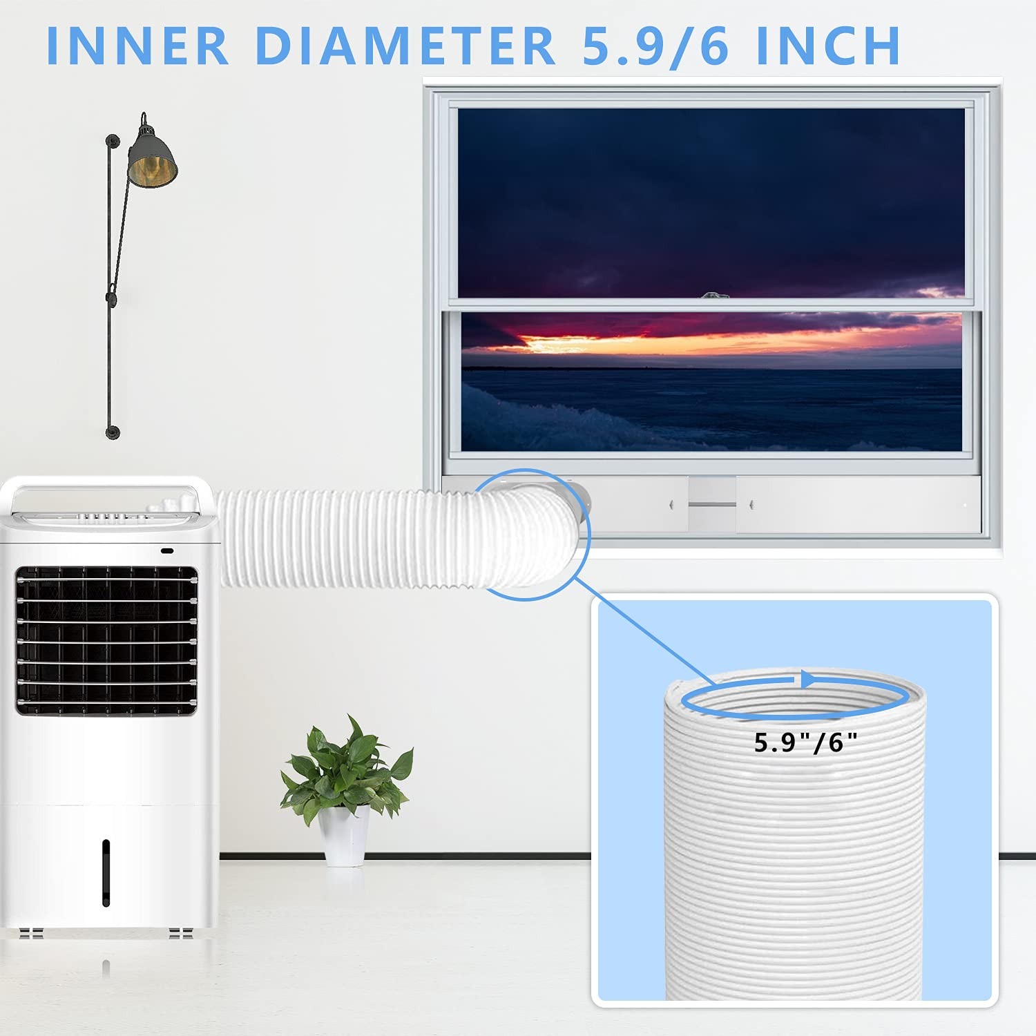 Portable Air Conditioner Kit with Adjustable Window Seal and Hose for Window AC