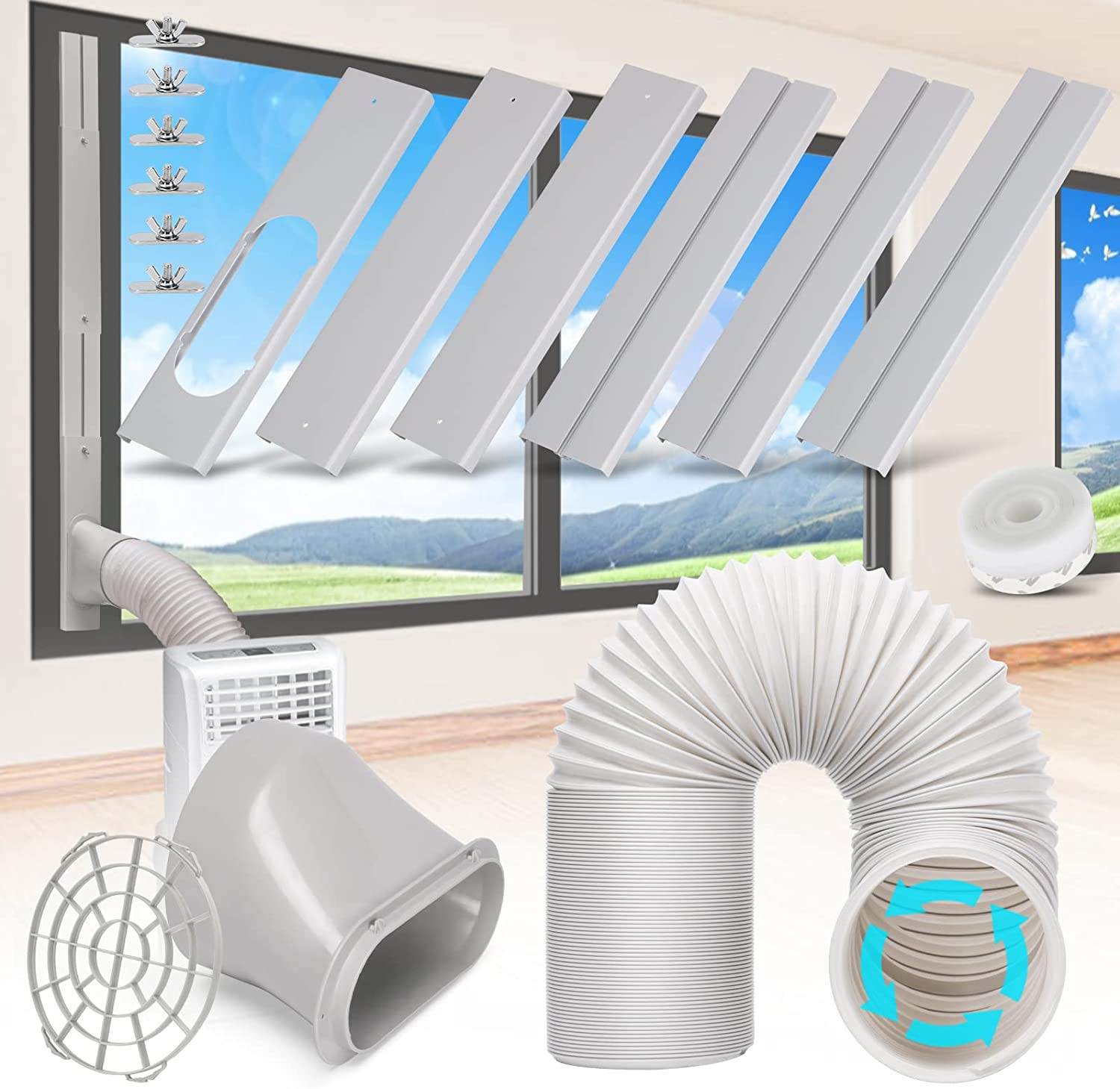 Portable Air Conditioner Window Vent Kit with 5.9” Exhaust Hose Adjustable Porta