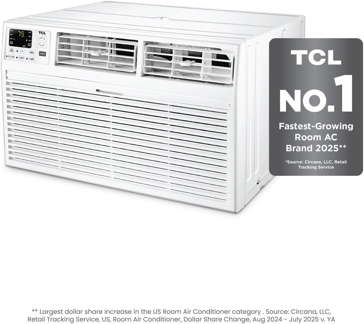 TCL 8,000 BTU Smart Through-The-Wall Air Conditioner, Alexa Google Assistant