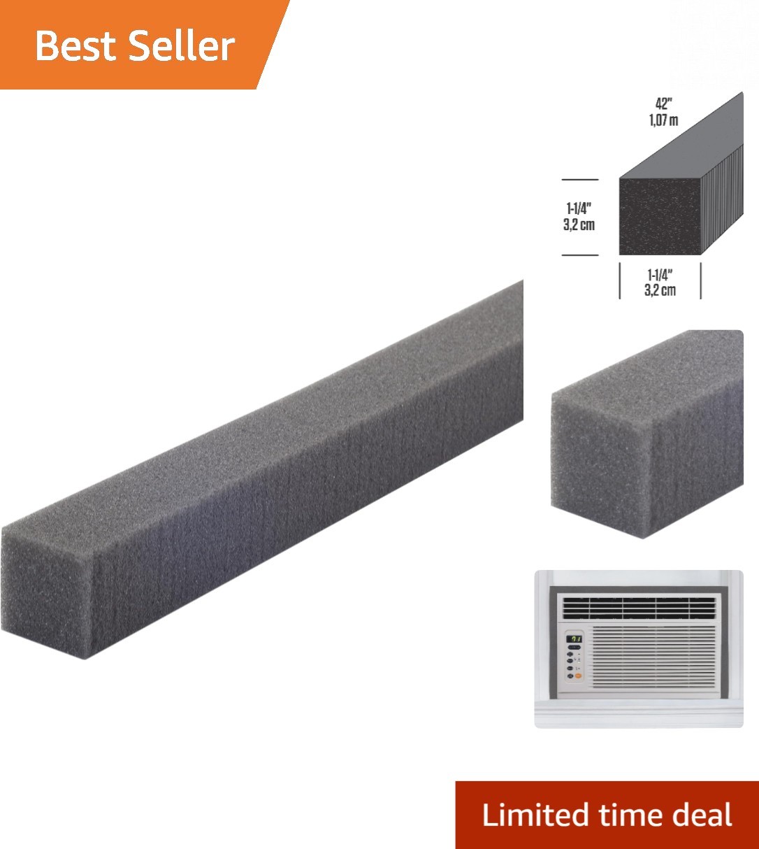 Gray Air Conditioner Weatherseal 1-1/4in x 42in – Ultimate Foam Insulation