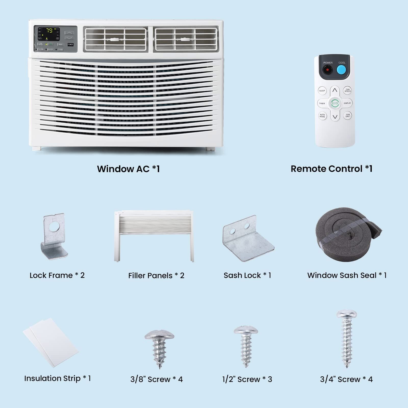 Window Air Conditioner 6000 BTU Smart 115V Fast Cooling Energy Saving Dehumidif