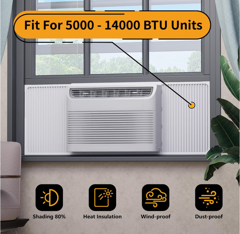 Adjustable Window Air Conditioner Side Panels and Frame Set,Extra Wide Window AC