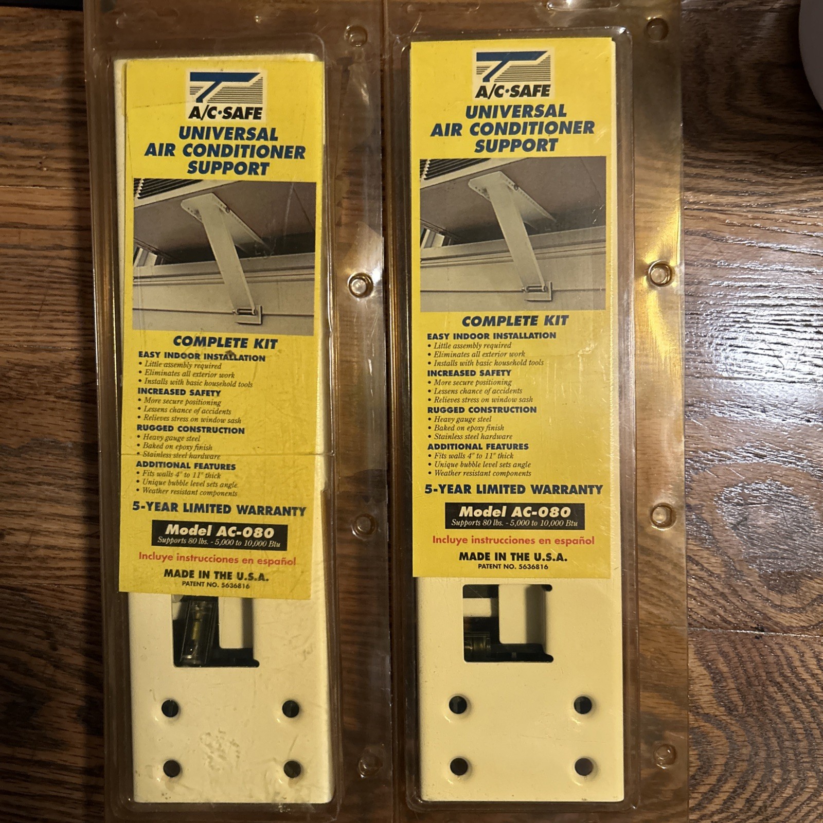 2 New Old Stock AC-SAFE UNIVERSAL AIR CONDITIONER SUPPORT AC-080 BRACKET USA