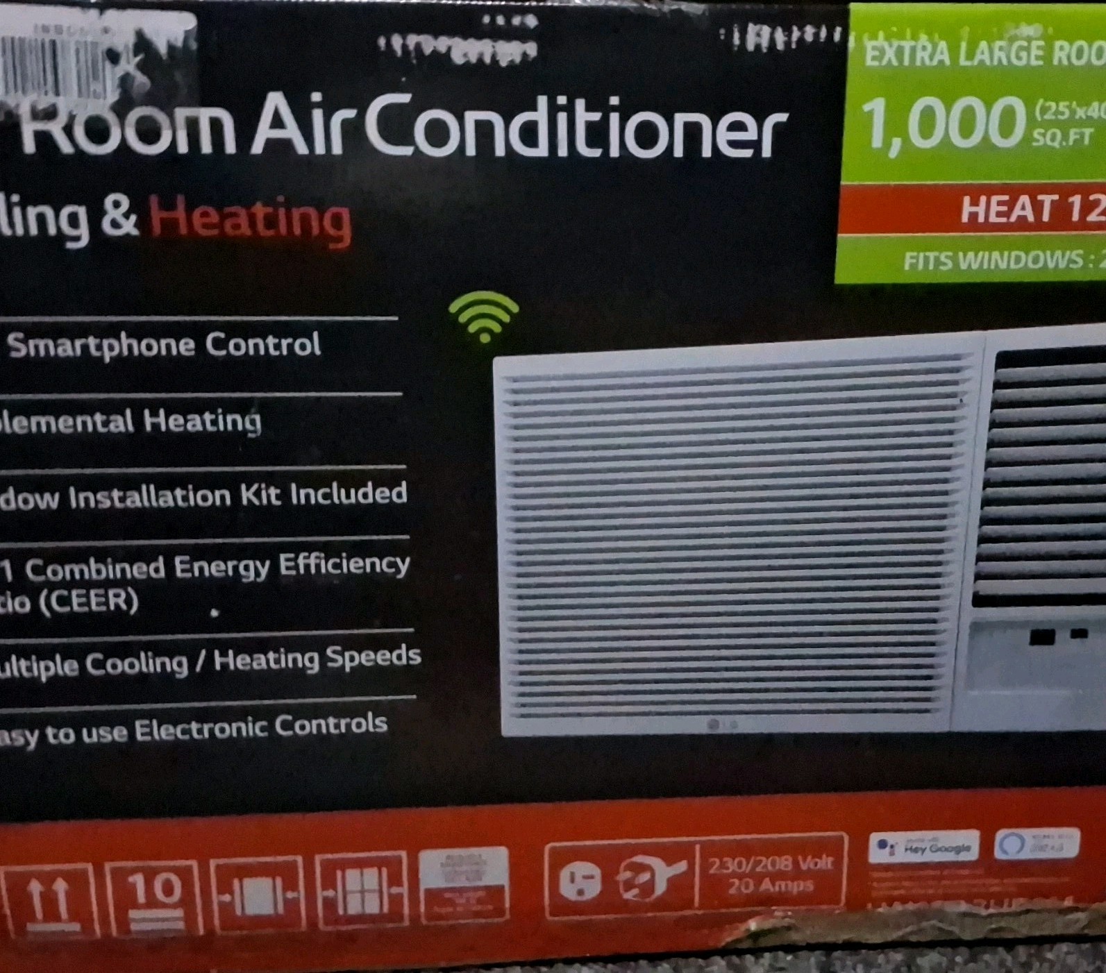 LG LW1823HRSM 18,000 BTU Window AC w/Heat Wi-Fi Remote Alexa/GA 230/208V