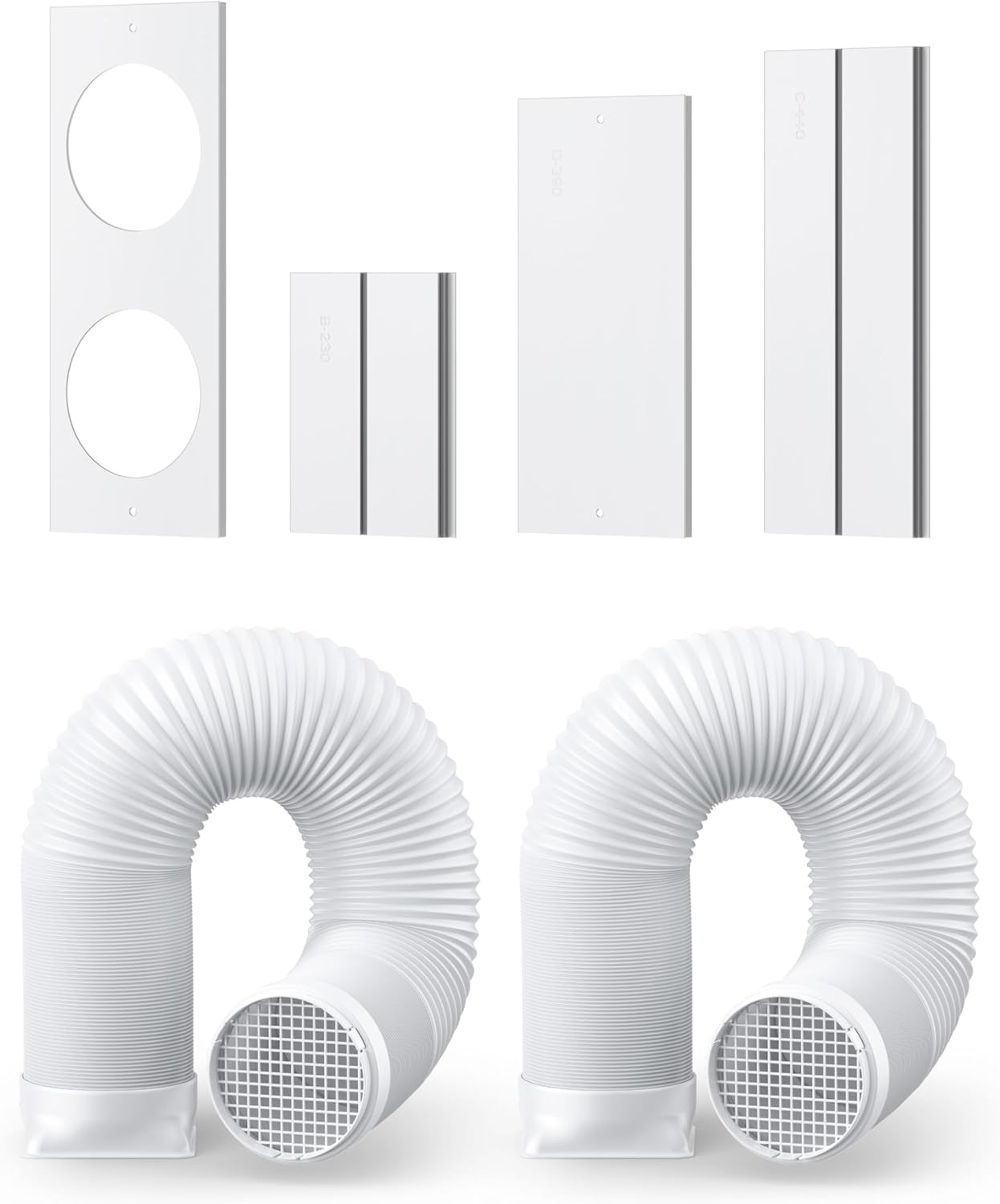 Adjustable Portable Air Conditioner Window Vent Kit for Dual Hose with 5.9 Inch