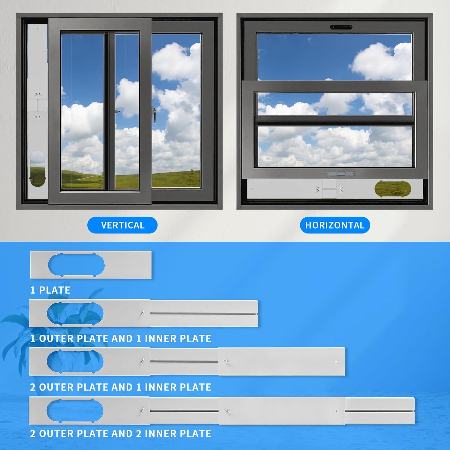 Portable Air Conditioner Window Vent Kit with 59″ Length Hose Adjustable