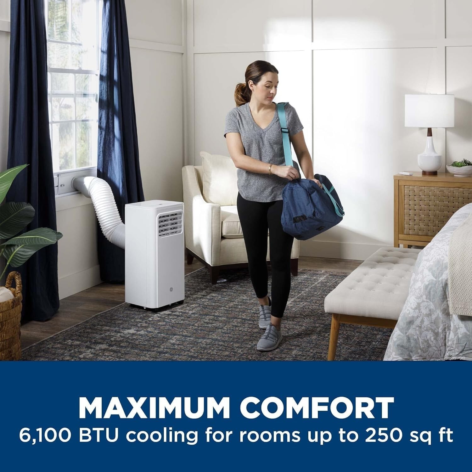 GE 6,000 BTU DOE Portable Air Conditioner Compact 3-in-1 AC Dehumidifier