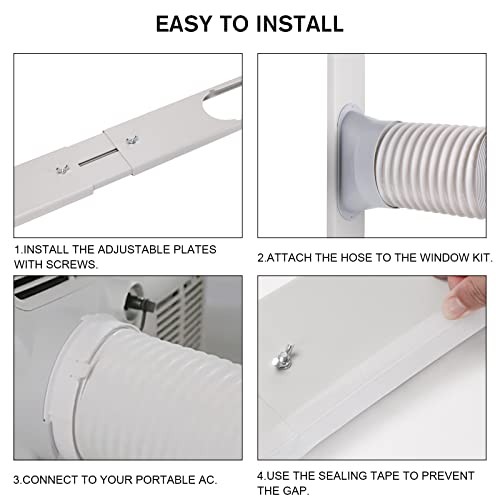 Portable Air Conditioner Window 5.9″ Diameter Kit & Exhaust Hose 59″ Length