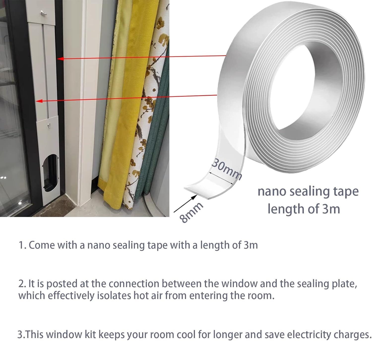 Portable Air Conditioner Window Kit with 5.9” Exhaust Hose, Adjustable Universal