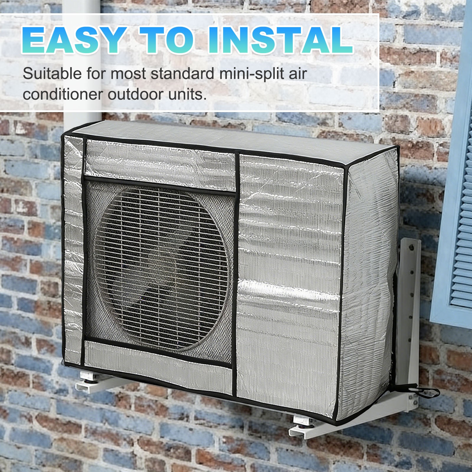 34 x 14 x 24 Inch Air Conditioner Cover, Full Coverage AC Unit Protector, Silver