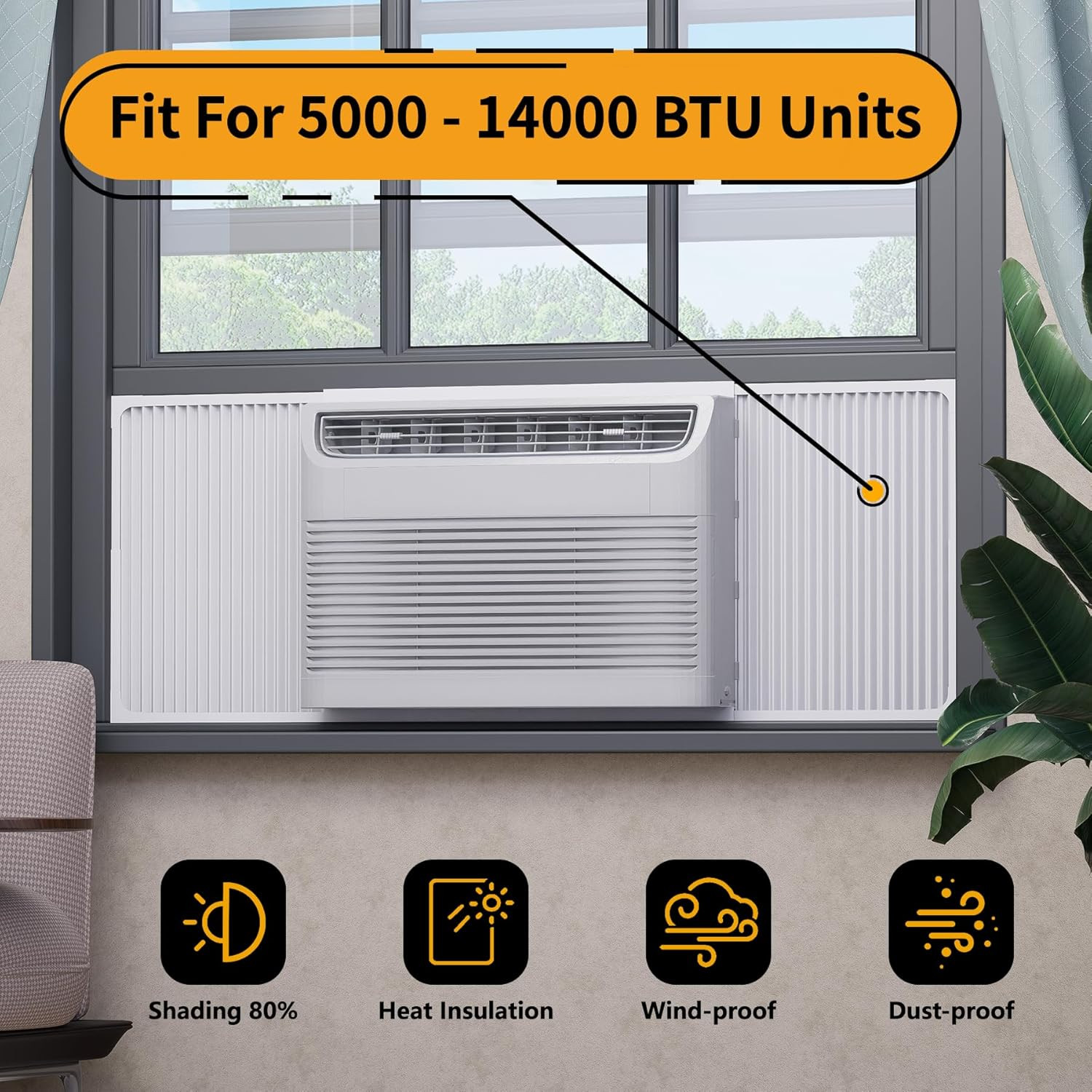 Adjustable Window Air Conditioner Side Panels and Frame Set,Extra Wide Window AC